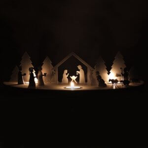 Unoferrum – Silhouette Weihnachtskrippe L Eiche Nachts