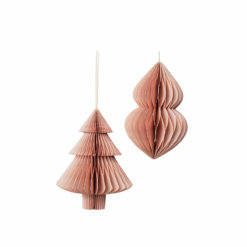 Broste Papier-Weihnachtsschmuck Rosé 2er-Set