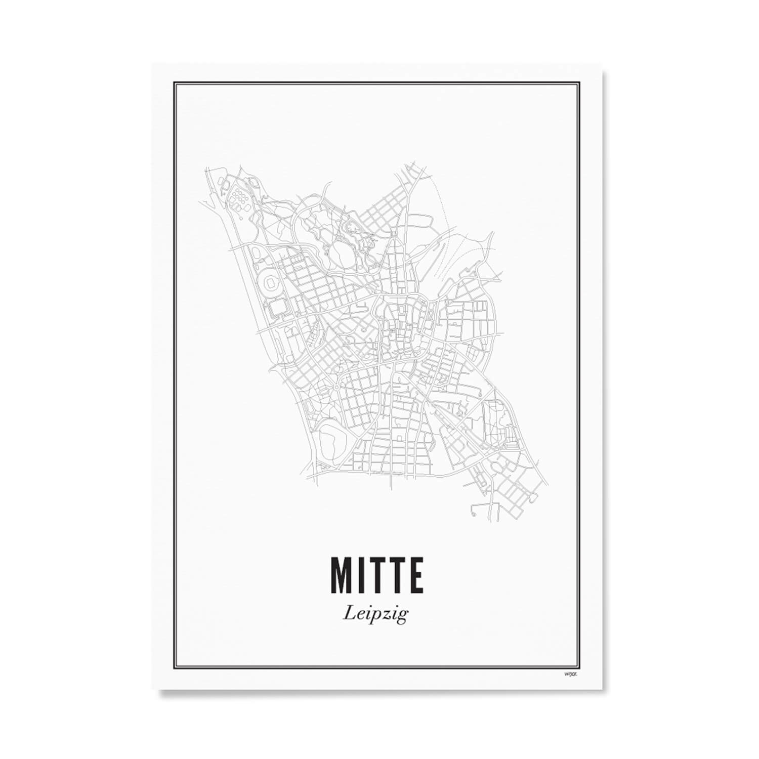 Print Stadtplan Leipzig Mitte Karte Oder Poster Schwarz Weiss Druck