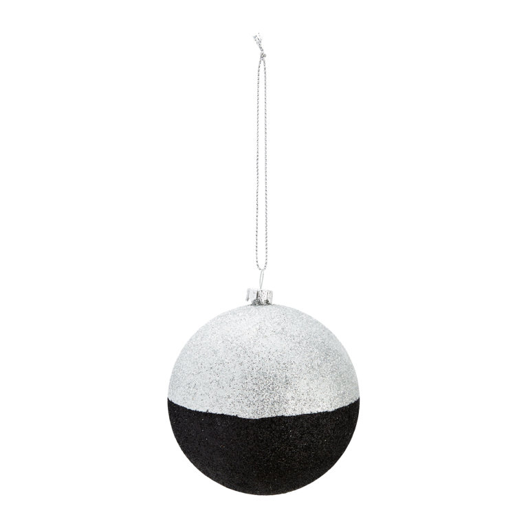 Madam Stoltz – Weihnachtskugel – Silber Schwarz Glitzer – ca. 8 cm