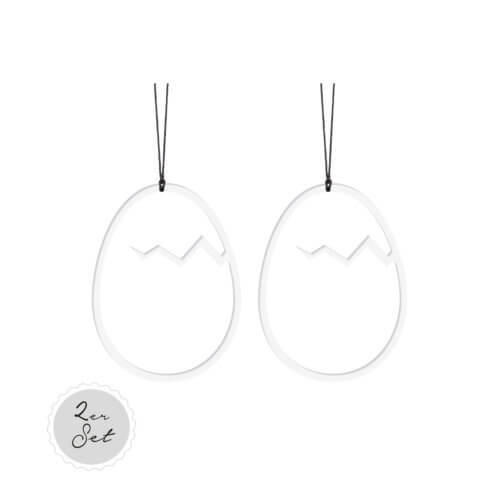 Felius – 2er Set Osterei Linie – Weiß – Hängend