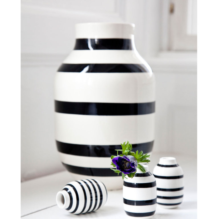 Kähler Omaggio Vase L Schwarz-Weiß – H 30,5 cm