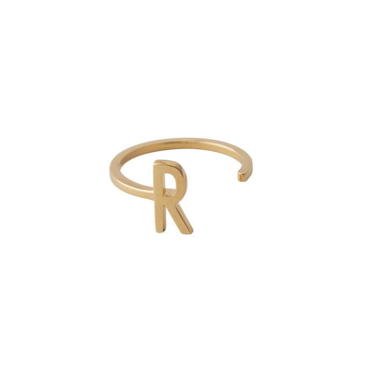 Design Letters Ring Buchstabe R 18k vergoldet