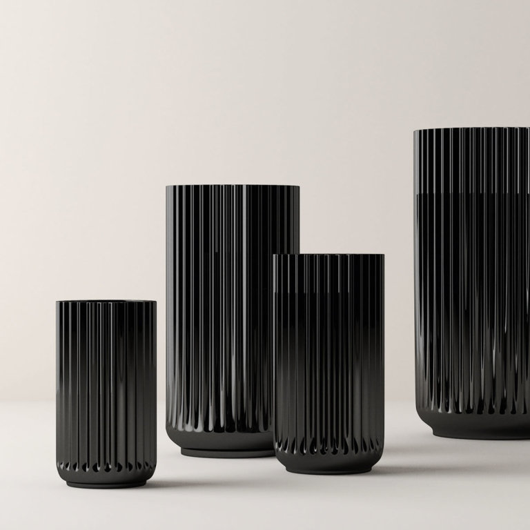 Lyngby Porzellan Vase Schwarz