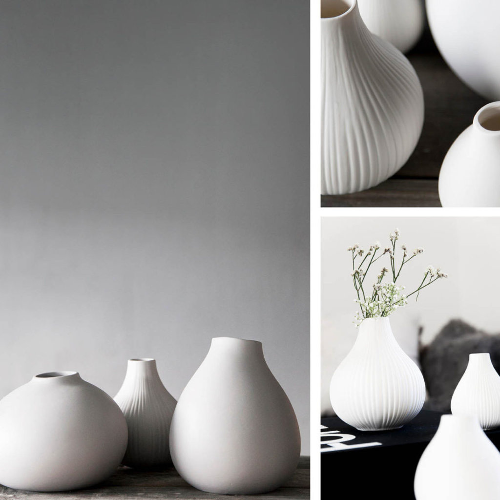 Storefactory Vase Weiß M Serie Ekenäs Ø 11 x H 13 cm