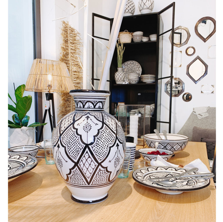 Marokkanische Vase Schwarz Weiß Keramik