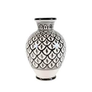 Marokkanische Vase Peacock Schwarz-Weiß L