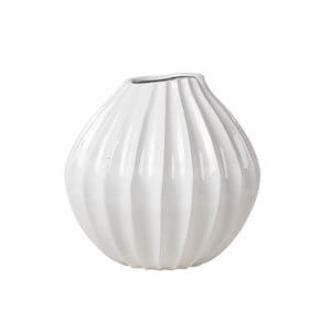 Broste Vase Rillen Weiß