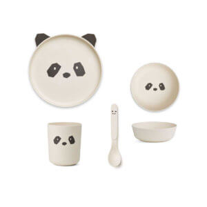 LIEWOOD Kindergeschirr Bambus Panda Cremé