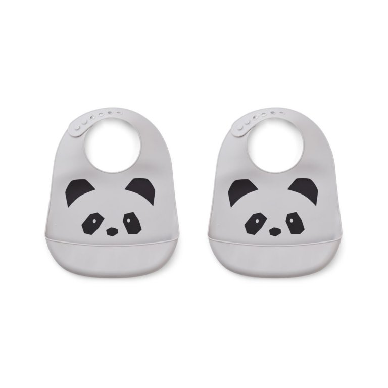 LIEWOOD Silikon-Lätzchen Panda Grau
