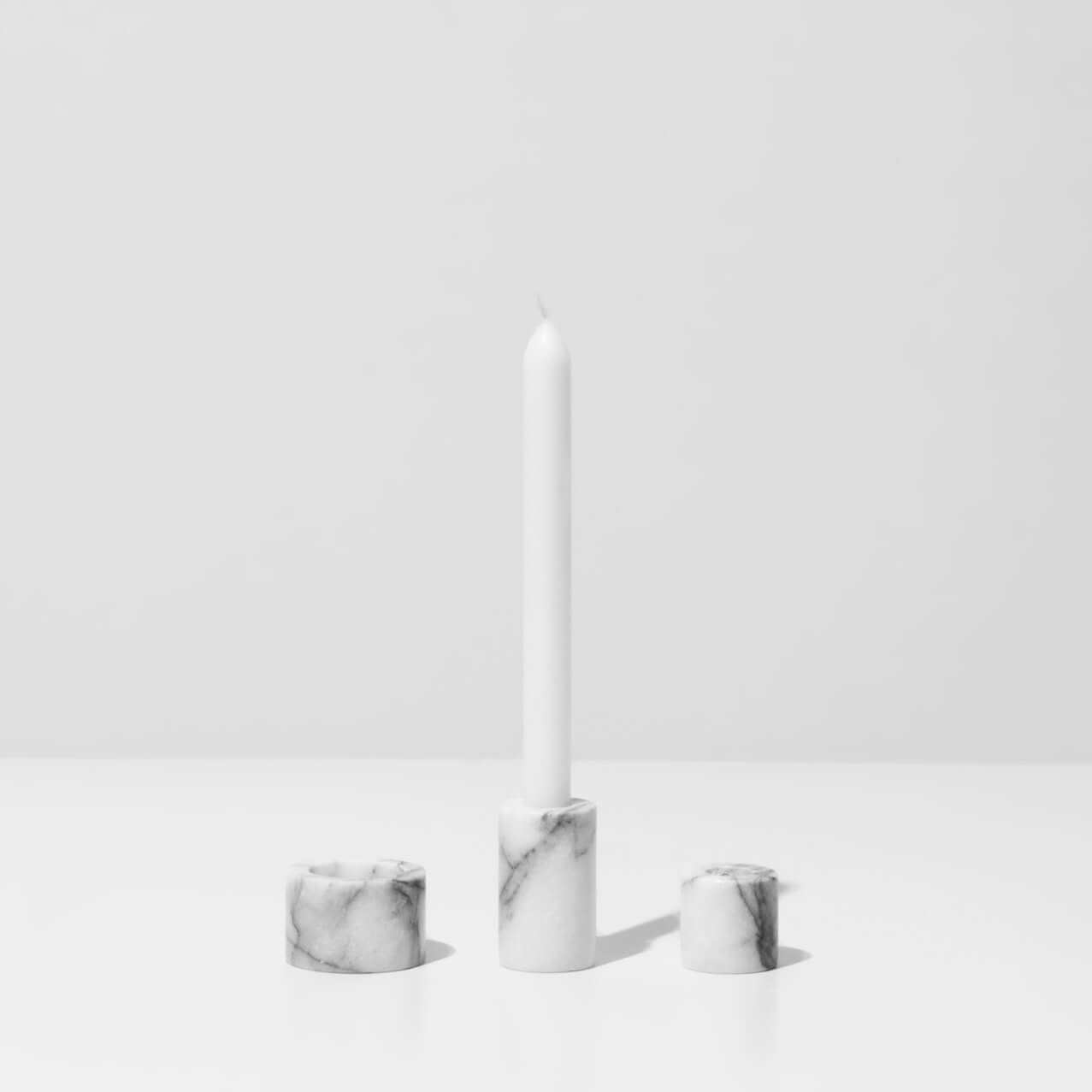 Stoned Marmor-Kerzenhalter – Weiß Marmor M Shop Mehr im