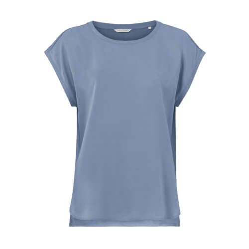 YAYA Cupro-Shirt Blau im Materialmix