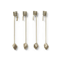 ferm 4er-Set Stone Kerzenhalter Messing Vollansicht