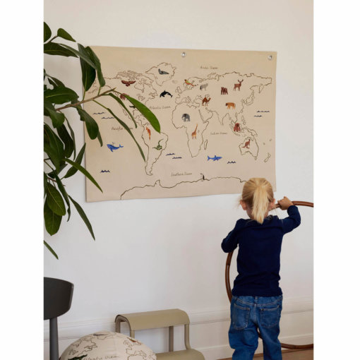 ferm Weltkarte Textil Off White Mood
