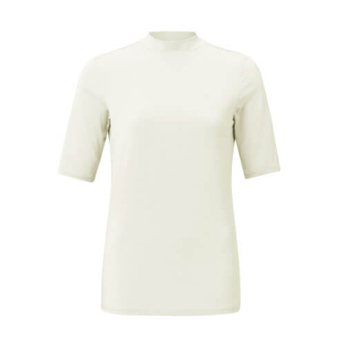 YAYA Lyocell-Shirt mit Stehkragen Onyx White