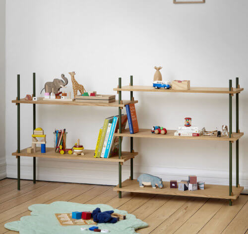 Moebe Shelving System Regal 200.2.A Eiche Grün