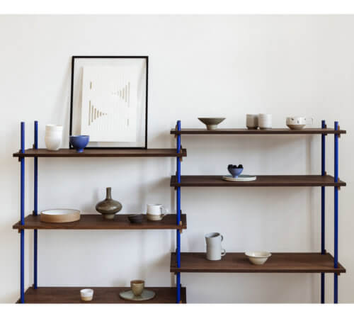 Moebe Shelving System Regal 200.2.A Dunkle Eiche Blau