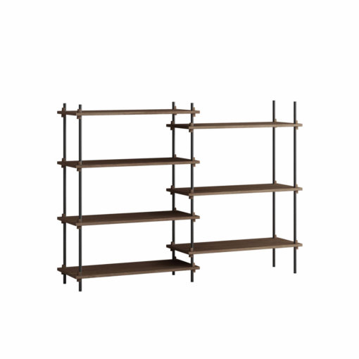 Moebe Shelving System Regal 115.2.A dunkle Eiche Schwarz