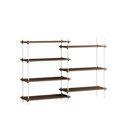 Moebe Shelving System Regal 115.2.A dunkle Eiche Weiß