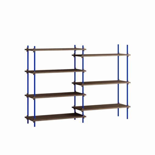 Moebe Shelving System Regal 115.2.A dunkle Eiche Blau