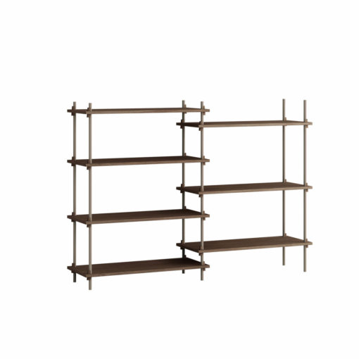 Moebe Shelving System Regal 115.2.A dunkle Eiche Grau