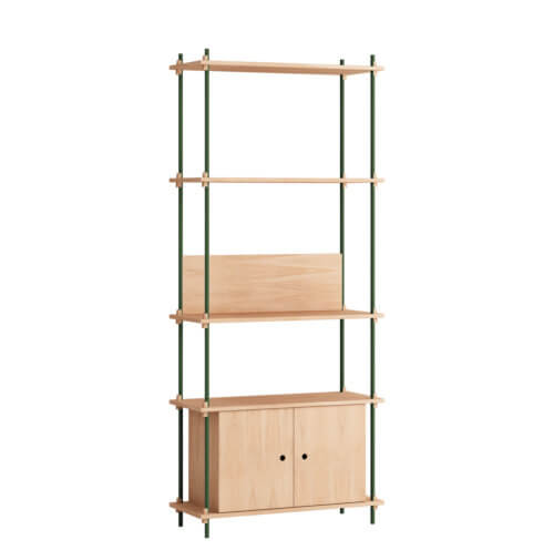 Moebe Shelving System Regal 200.1.B Eiche Grün