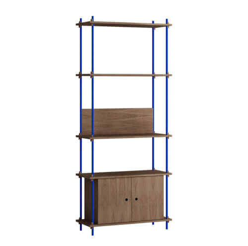 Moebe Shelving System Regal 200.1.B Dunkle Eiche Blau