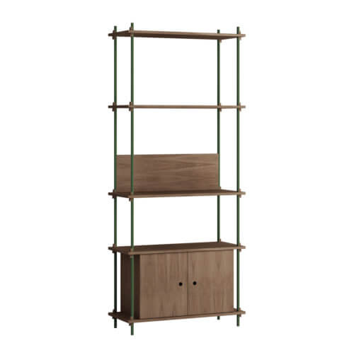 Moebe Shelving System Regal 200.1.B Dunkle Eiche Grün