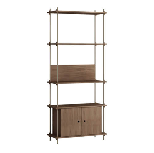 Moebe Shelving System Regal 200.1.B Dunkle Eiche Grau