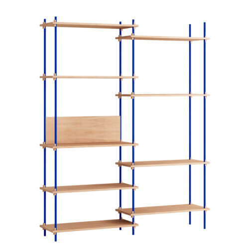 Moebe Shelving System Regal 200.2.A Eiche Blau