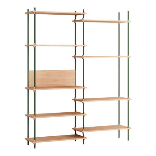 Moebe Shelving System Regal 200.2.A Eiche Grün