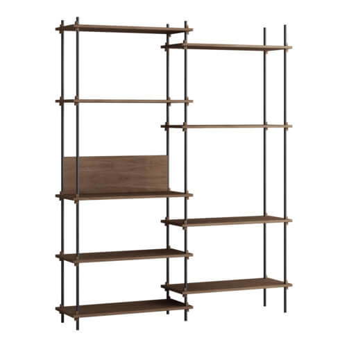 Moebe Shelving System Regal 200.2.A Dunkle Eiche schwarz