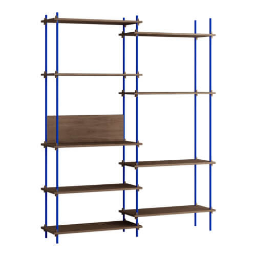 Moebe Shelving System Regal 200.2.A Dunkle Eiche Blau