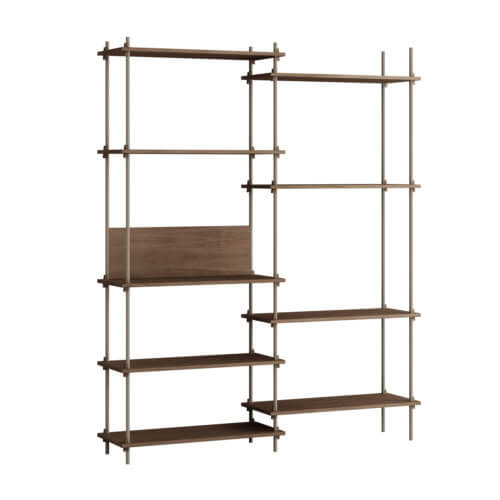 Moebe Shelving System Regal 200.2.A Dunkle Eiche Grau