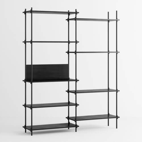 Moebe Shelving System Regal 200.2.A Schwarz Schwarz
