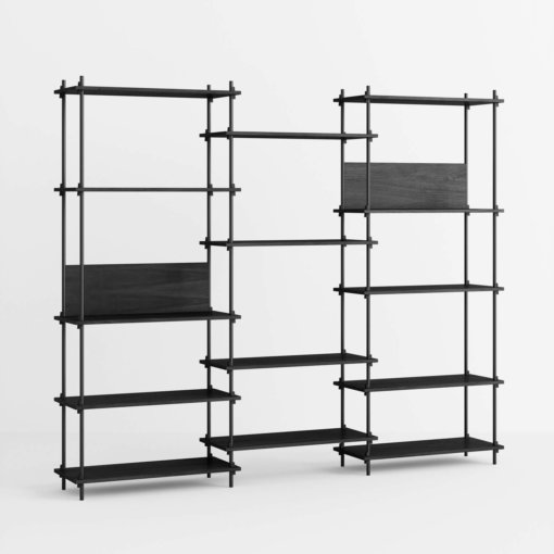 Moebe Shelving System Regal 200.3.A Schwarz Schwarz