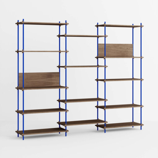 Moebe Shelving System Regal 200.3.A Dunkel Eiche Blau