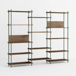 Moebe Shelving System Regal 200.3.A Dunkel Eiche Grün