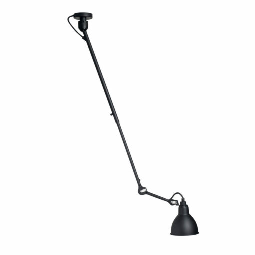 DCW Lampe de Gras 302 mit Schirm rund in Schwarz