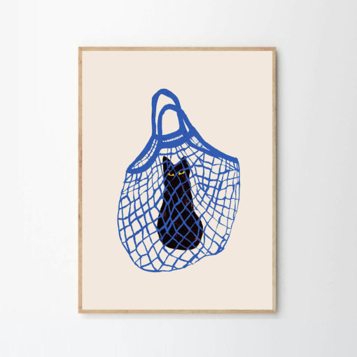 Chloe Purpero Johnson Poster The Cat's In The Bag gerahmt Eiche