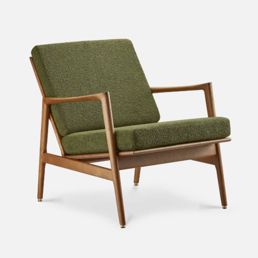 366 Stefan Lounge Chair Bouclé Olive Oak 03 frontal