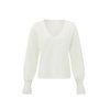 YAYA Rüschen-Sweater mit V-Ausschnitt Weiß