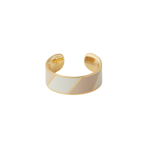 Design Letters Ring Big Candy Beige-Weiß