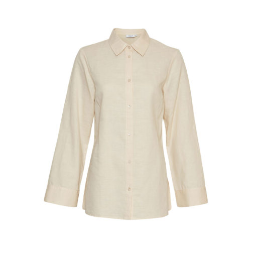 Moss Copenhagen Leinen-Mix Bluse Cremé