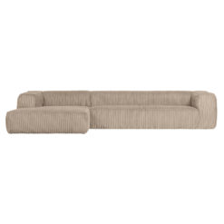 Cord-Sofa Chaiselongue L Links Travertin Front