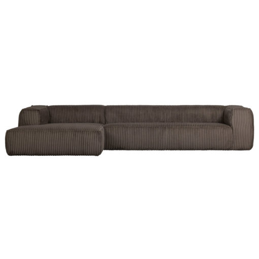 Cord-Sofa Chaiselongue L Links Mud Front