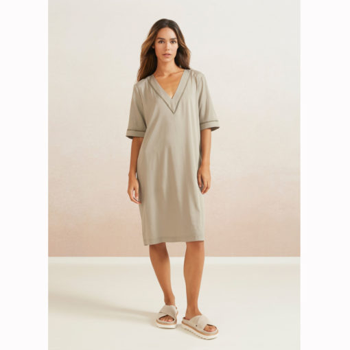YAYA Kleid mit V-Ausschnitt Army Green Mood