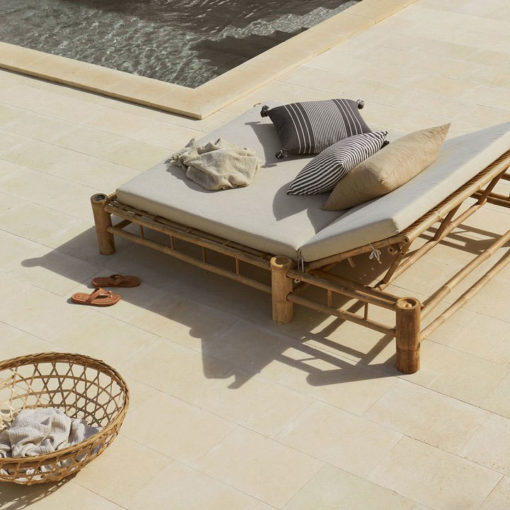 Tine K Home Bambus Double Lounge-Liege Sand Mood mit Kissen