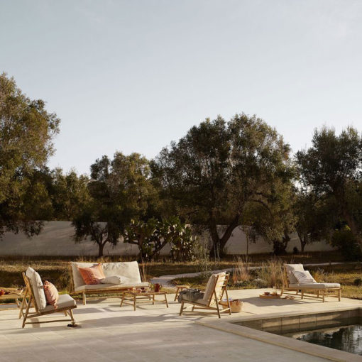 TineK Bambus Lounge-Stuhl Sand Outdoor