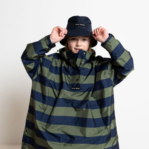 VIVI MARI Kids Raincoat Bold Stripes Navy/Olive - Image 6